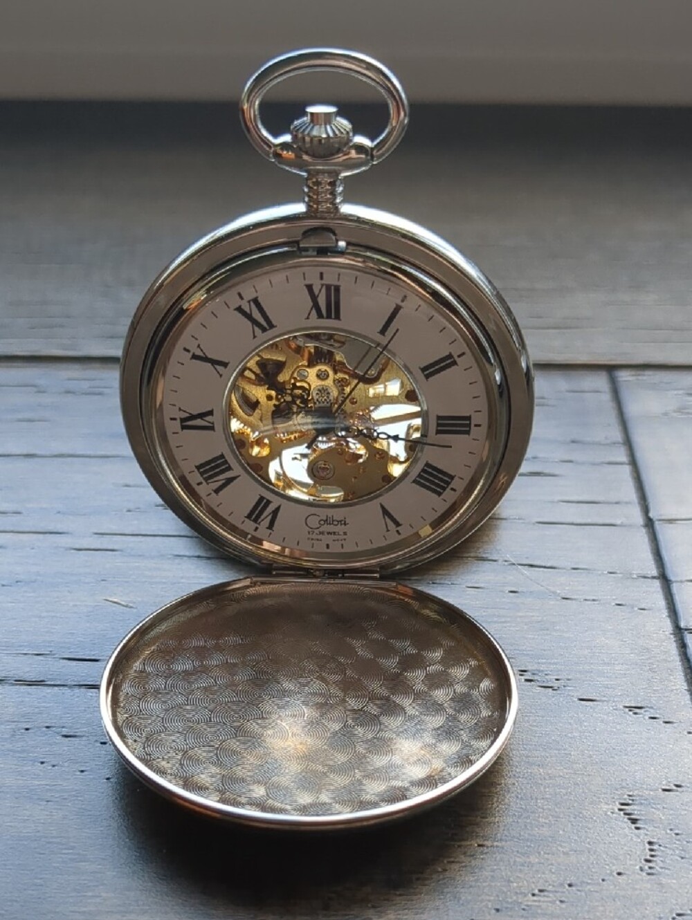 Colibri of London Silver-Tone Engraved Men’s Pocket Watch NEW with Box